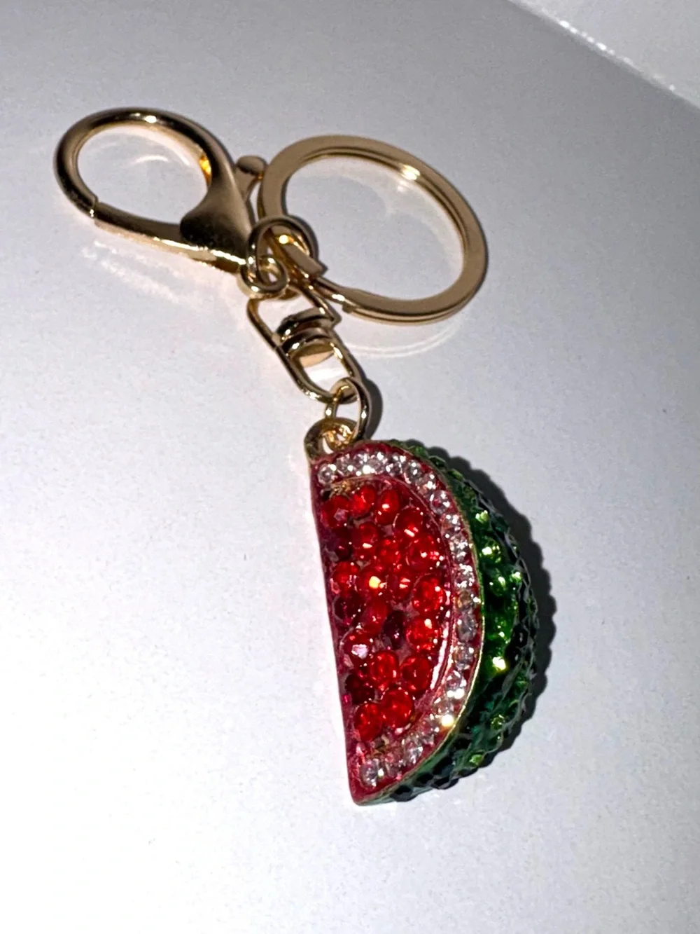Watermelon Sugar Custom Beaded Wristlet Keychain + Sparkling Watermelon Charm